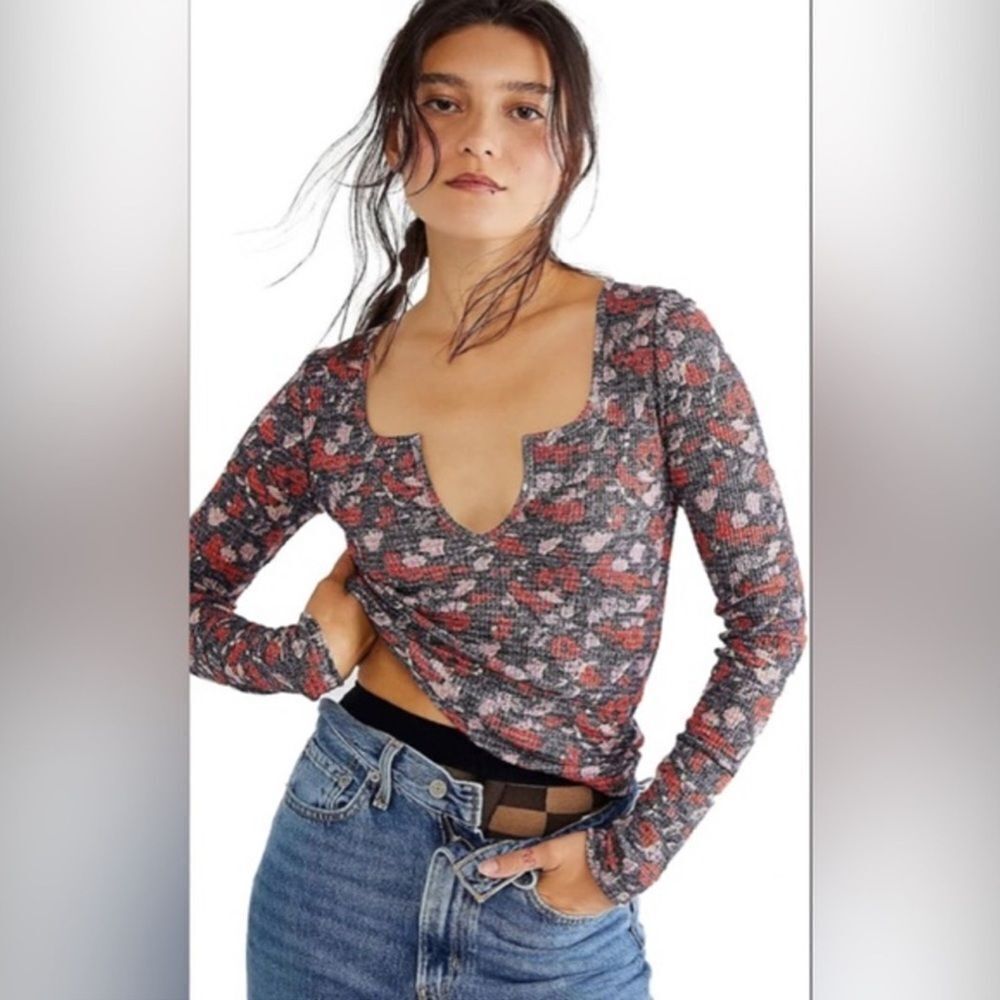 NWOT Free People Intimately Ciara Printed Layering Top Sz S